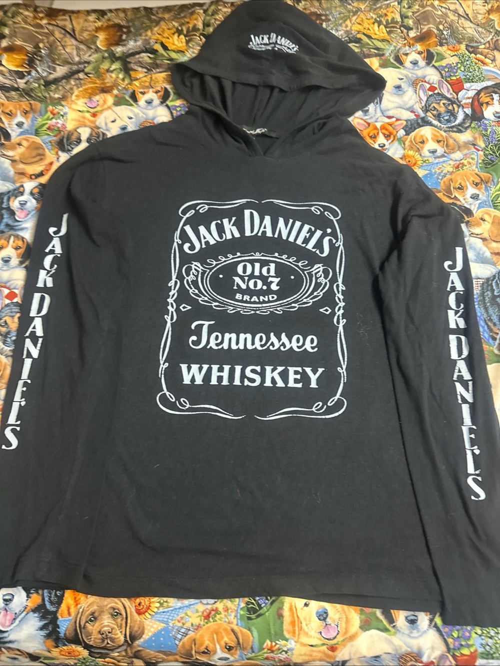 Black Hoodie with White Jack Daniel's Tennessee Whiskey Graphic